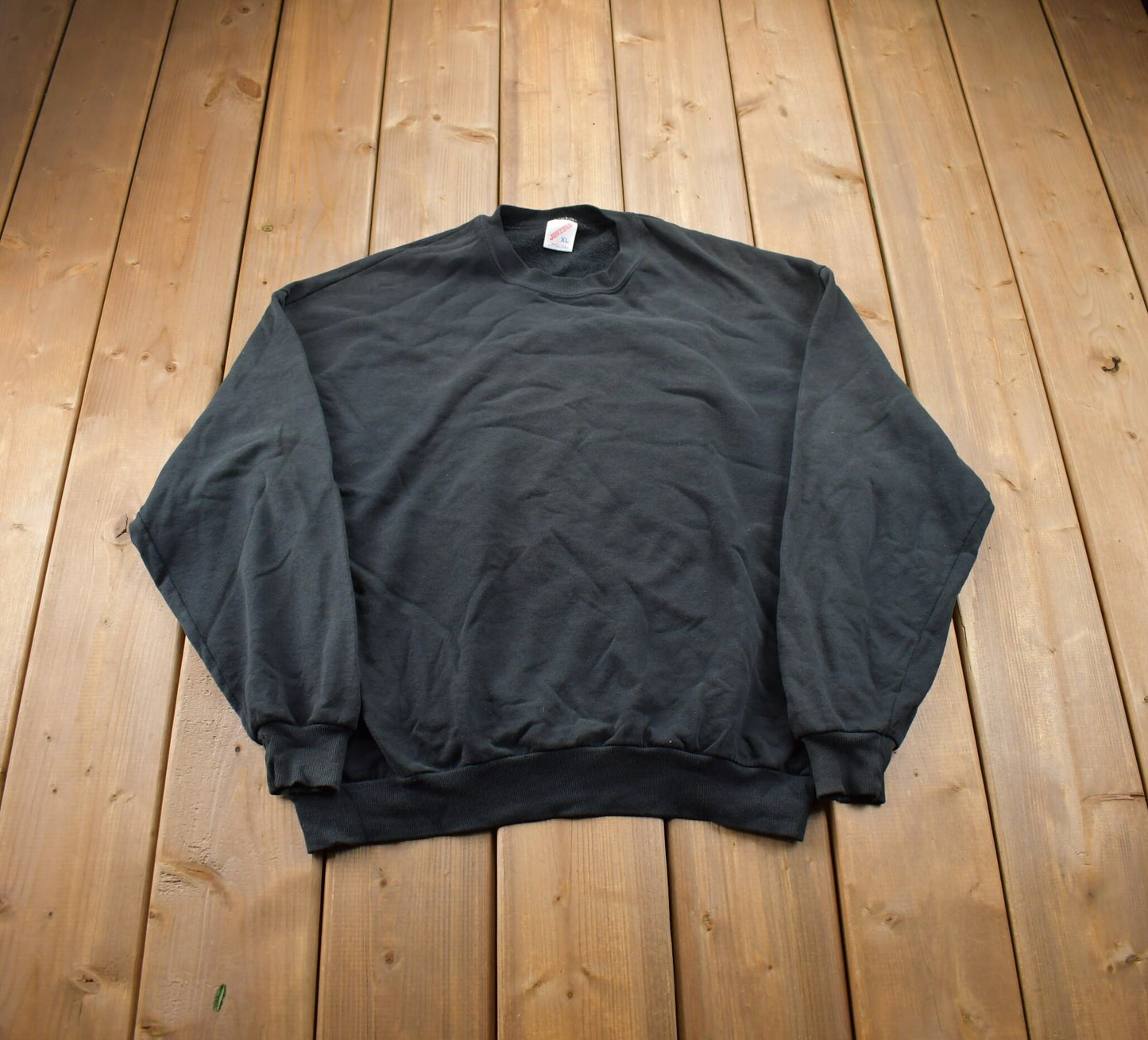 Vintage 1990s Blank Jerzees Black Crewneck Sweatshirt / 90s Crewneck / Made In USA / Essential / Streetwear / 90s Blank