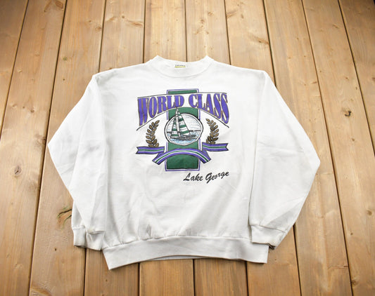 Vintage 1990s Lake George World Class Crewneck Sweatshirt / 90s Crewneck / Souvenir Sweater / Streetwear / Travel And Vacation / Tultex