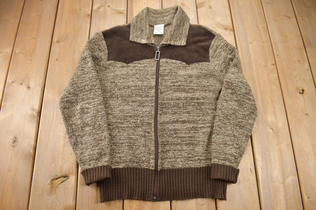 Vintage 1970s Cowboy Suede Cardigan Sweater