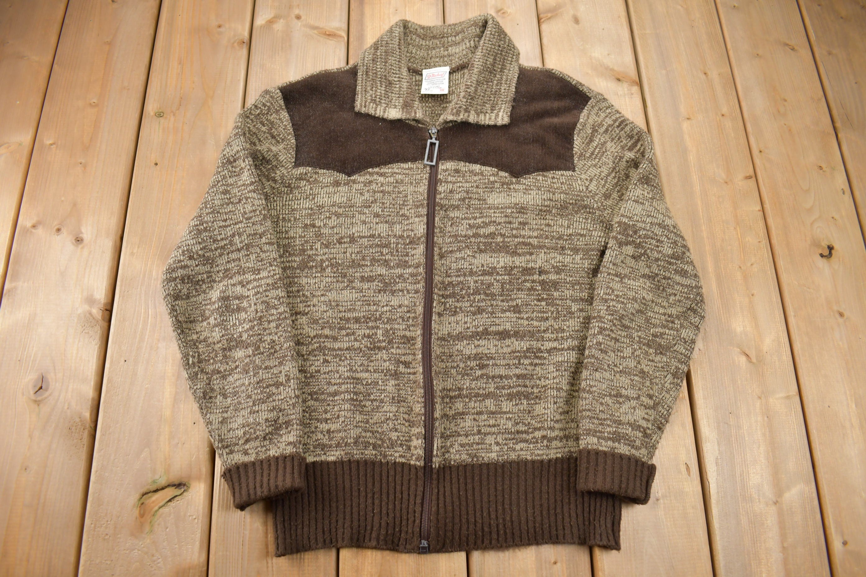 Vintage 1970s Cowboy Suede Cardigan Sweater