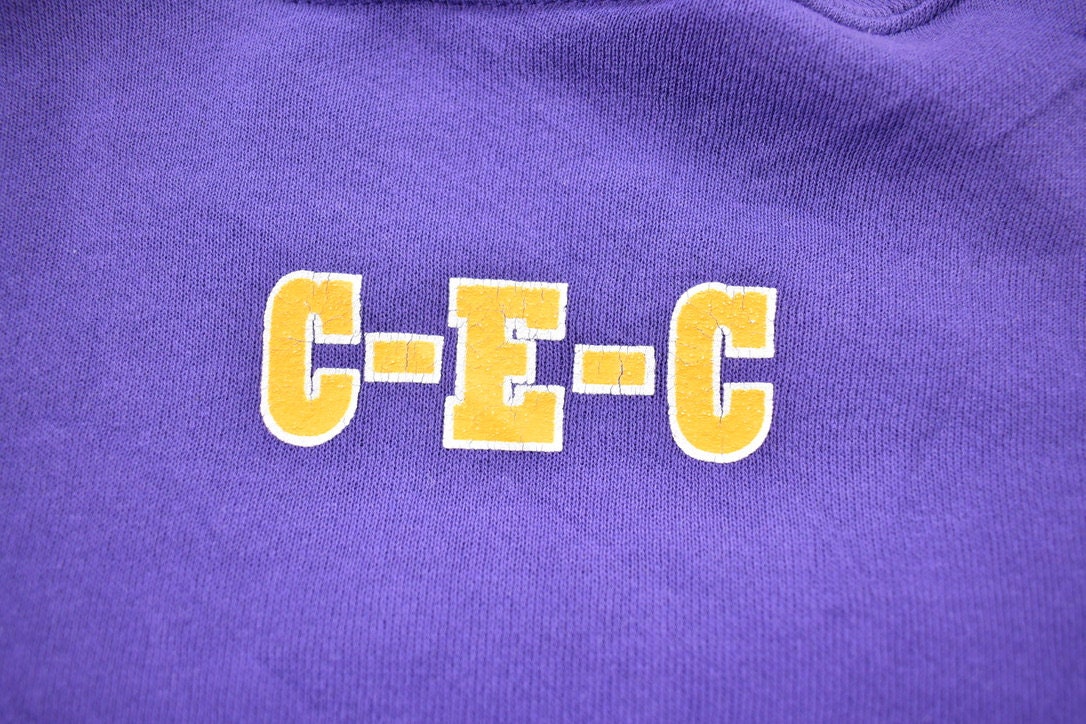 Vintage 1990s Jacks Hockey CEC Collegiate Crewneck / Heavyweight Lee / Purple Sweatshirt / Sportswear / Americana