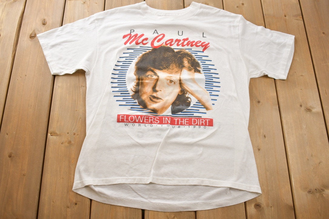 Vintage 1990 Paul McCartney Flowers in the Dirt Tour Band T-shirt / Band Tee / Single Stitch / Music Promo / Made in USA