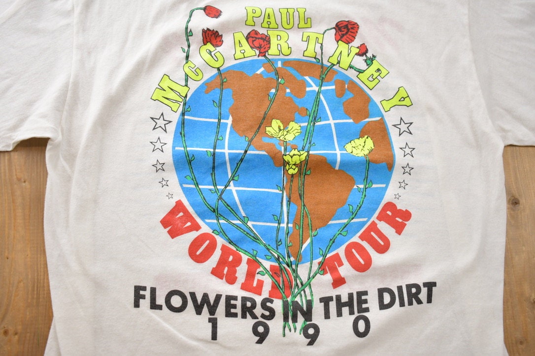 Vintage 1990 Paul McCartney Flowers in the Dirt Tour Band T-shirt / Band Tee / Single Stitch / Music Promo / Made in USA