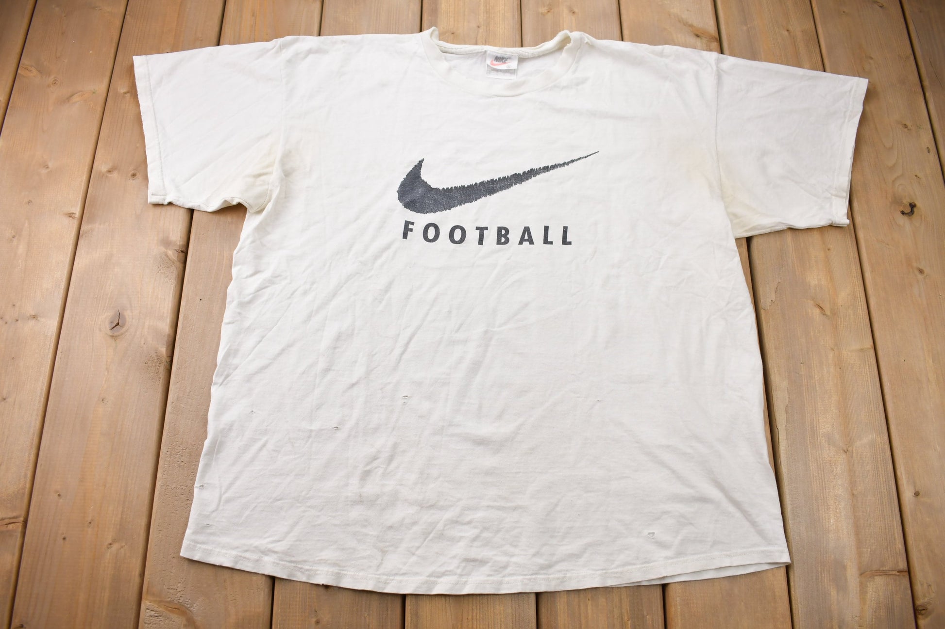Vintage 1990s Nike Football Big Swoosh Graphic T-Shirt