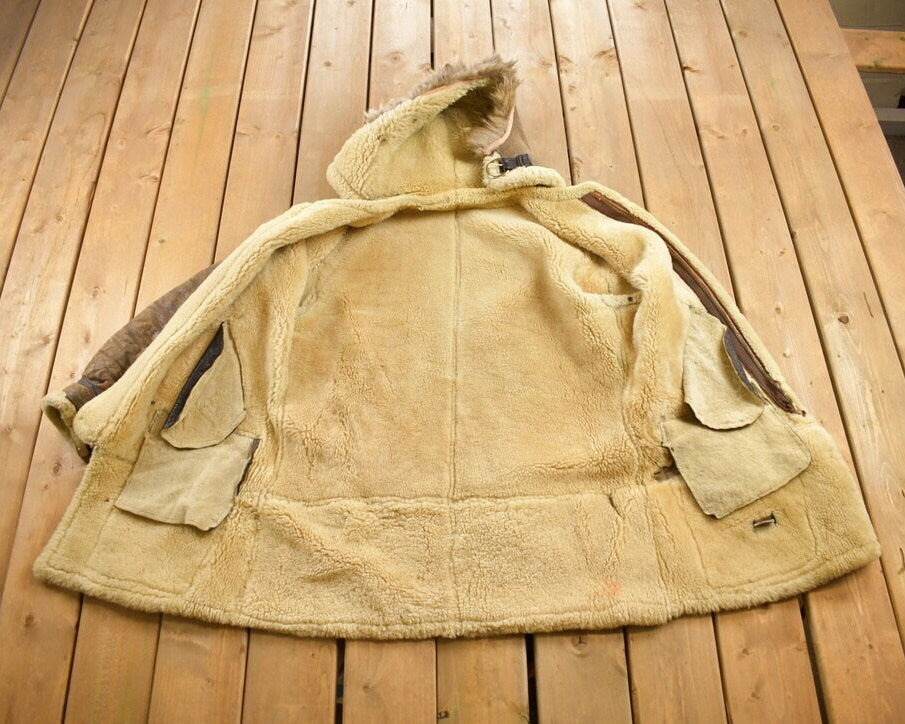 Vintage 1970 Avirex LTD Bomber Pilot Shearling Coat