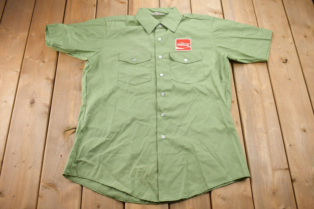 Vintage 1970s Coca Cola Embroidered Patch Button Up Shirt