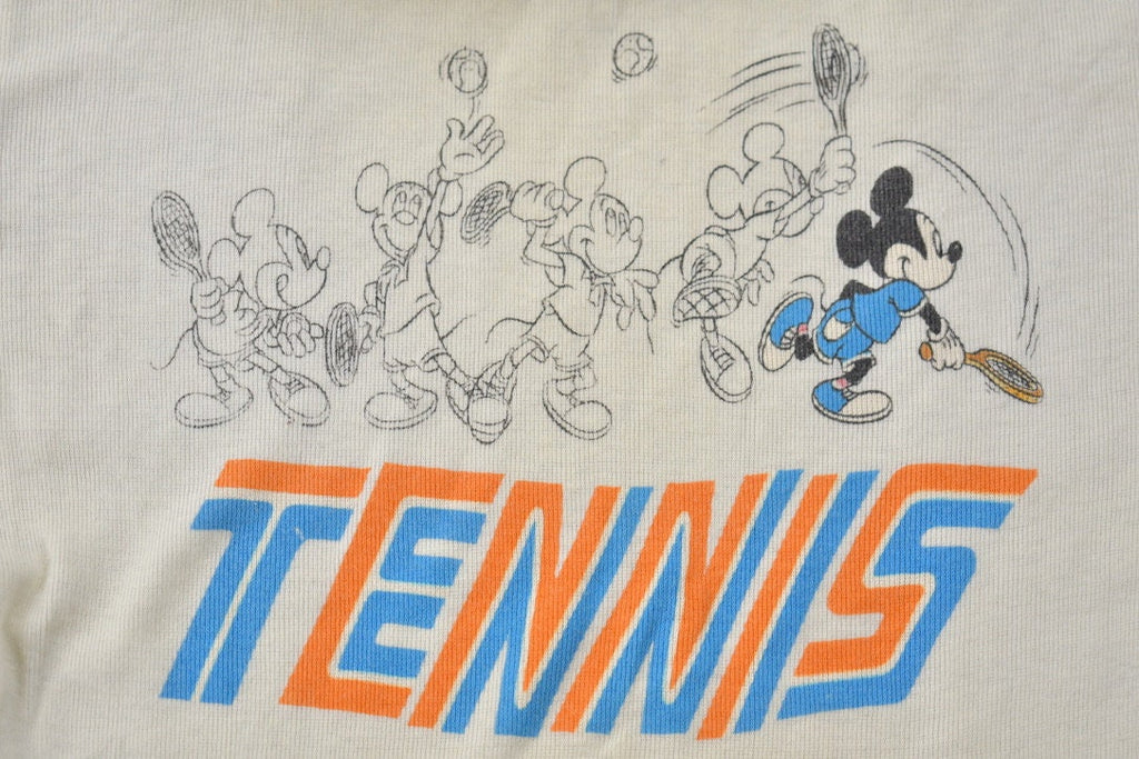Vintage 1980s Disney Mickey Mouse Tennis Graphic Ringer T-Shirt