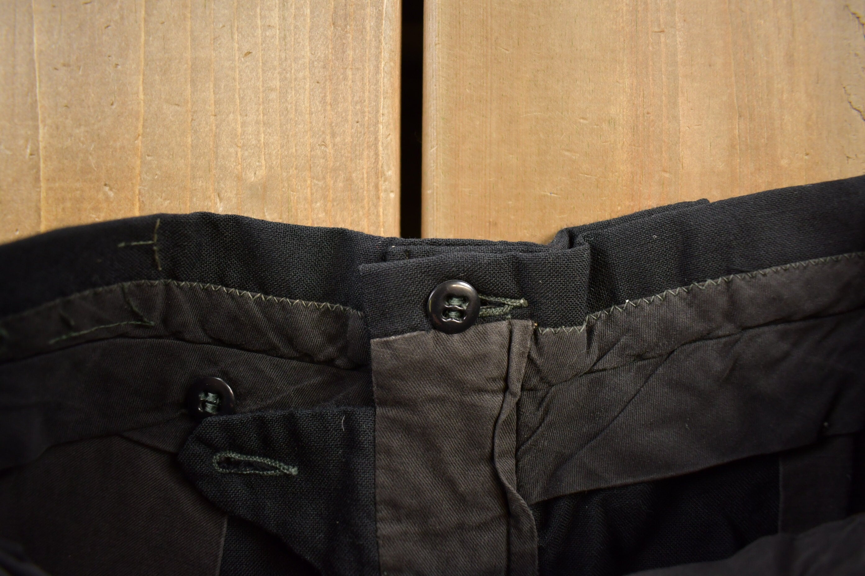 Vintage 1970s Black Wool Trousers Size 26x27