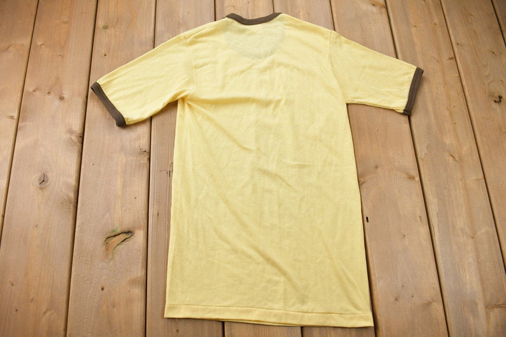 Vintage 1970s Stanfield's Yellow Brown Ringer Blank T-Shirt