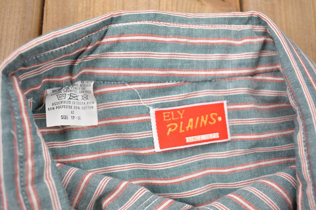 Vintage 1970s Ely Plains Embroidered Western Cowboy Style Button Up Shirt