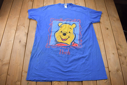 Vintage 1990s Winnie The Pooh Cartoon Blue Pajama T-Shirt / 90s Graphic Tee / Sleep Wear / Cartoonist / American Streetwear / Lounge Shirt