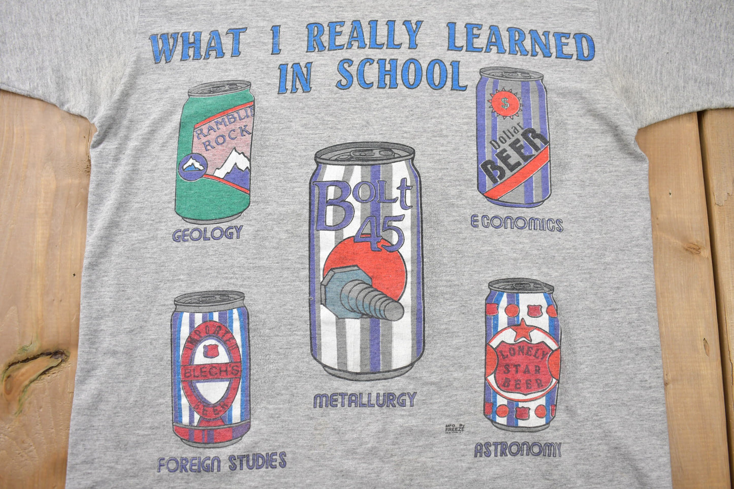 Vintage 1990s What I Really Learned in School Beer Graphic T-Shirt / Streetwear / Retro Style / Single Stitch / 90s Graphic Tee / Joke Tee