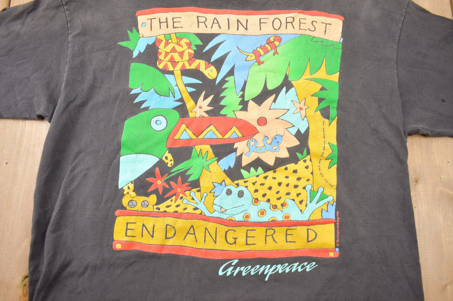 Vintage 1988 The Rain Forest Endangered Graphic T-Shirt / Nature / Cute Animals / True Vintage / Single Stitch / Made in USA / Rain Forest