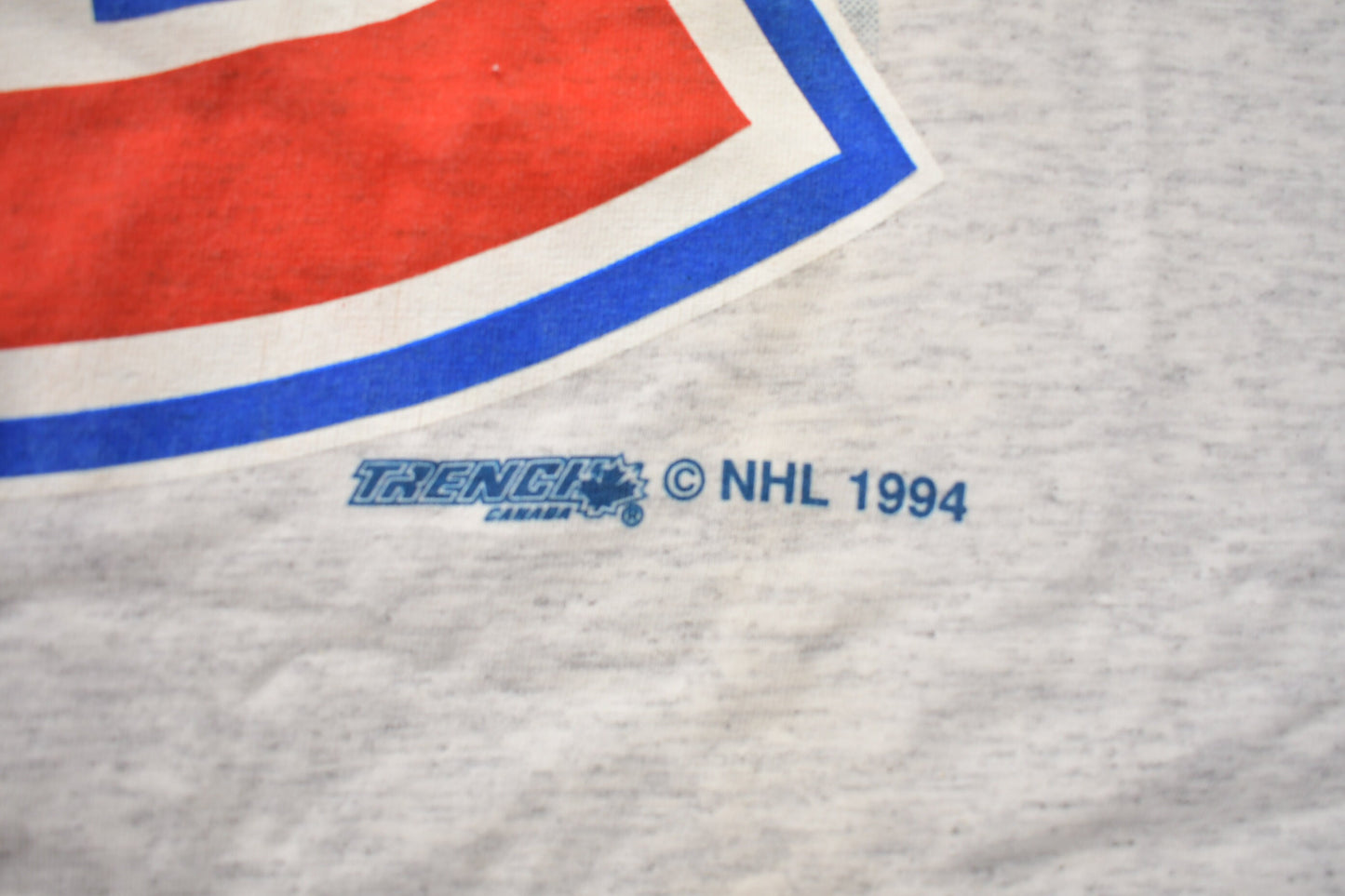 Vintage 1994 Montreal Canadiens Big Logo Trench Canada T-Shirt / Made In Canada / Single Stitch / 90s Streetwear / Athleisure / Sportswear