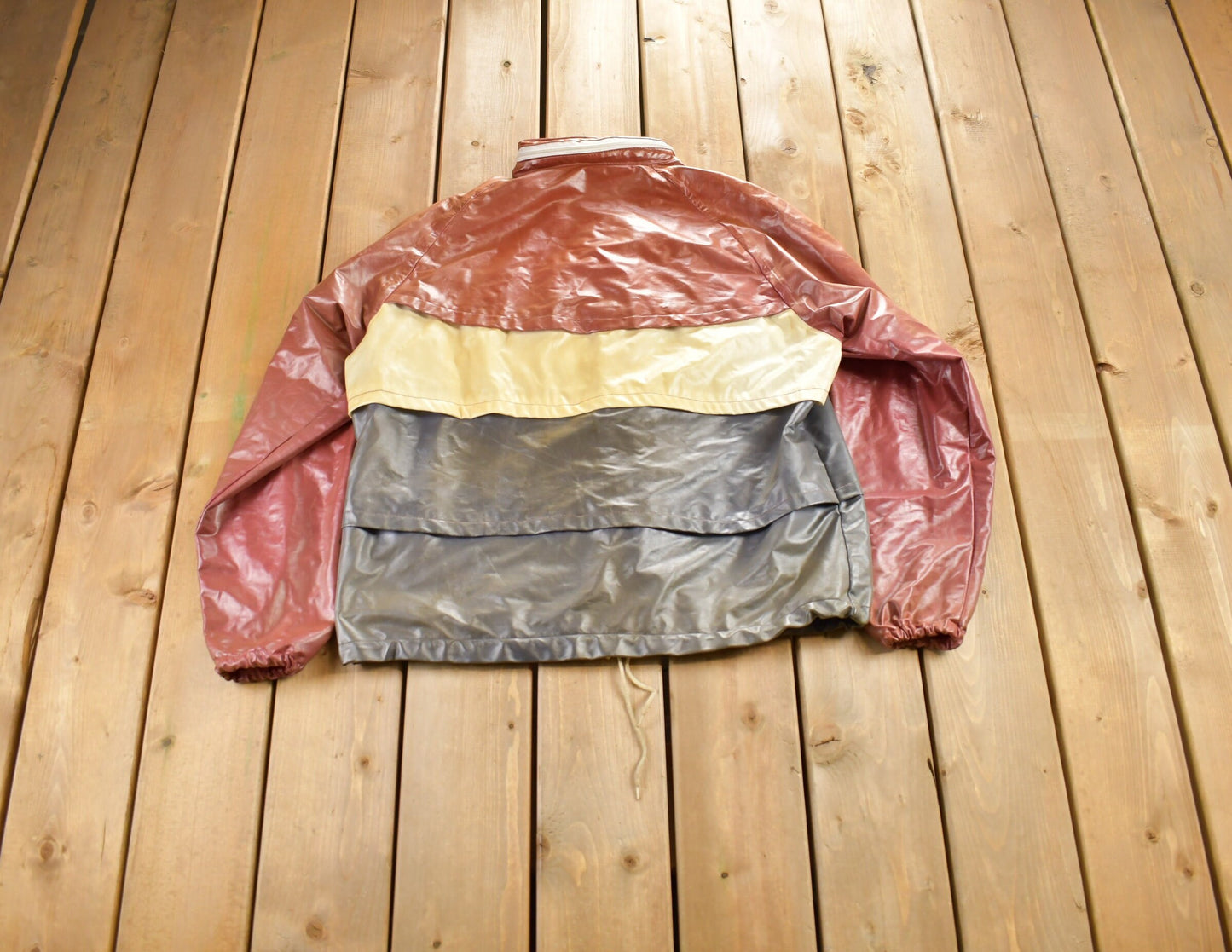 Vintage 1980s Cool It! Leather Windbreaker / Fall Outerwear / Made in USA / Color Block / Streetwear Fashion / Light Jacket