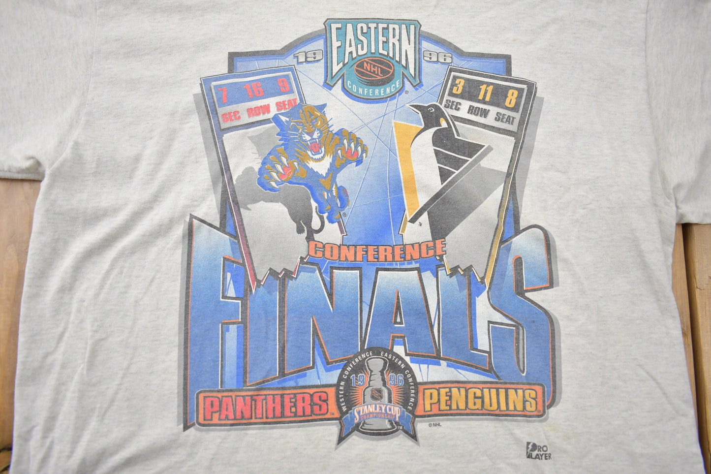 Vintage 1996 Eastern Conference Finals Panthers Penguins NHL Graphic T-Shirt / Made In Canada / Single Stitch / NHL Hockey / 90s Salem