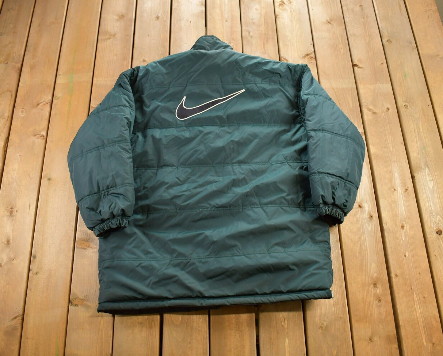 Vintage 1990s Nike Reversible Embroidered Swoosh Puffer Jacket / Goose Down Fill / Vintage Bubble Jacket / Winter / Vintage Nike