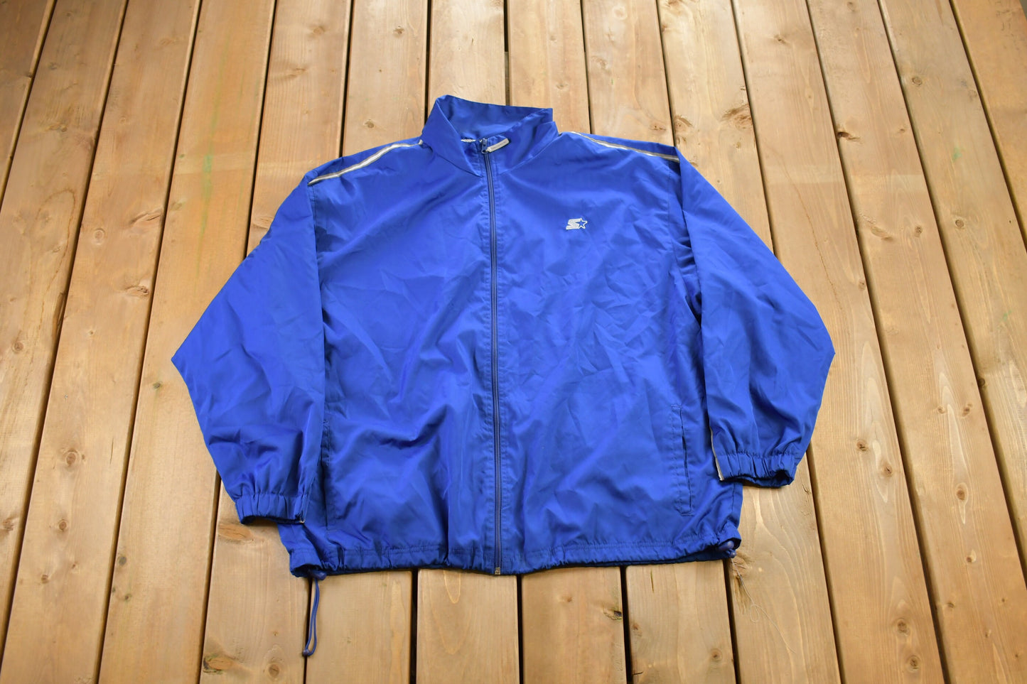 Vintage 1990s Starter Embroidered Windbreaker Jacket / Blue / Athletic Spring Summer Sportswear / Athleisure