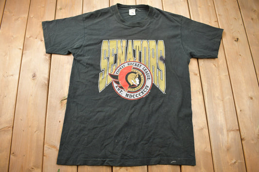 Vintage 1991 Ottawa Senators NHL Logo Graphic T Shirt / Sportswear / Streetwear / Athleisure / 90s Hockey / Made in Canada / Single Stitch