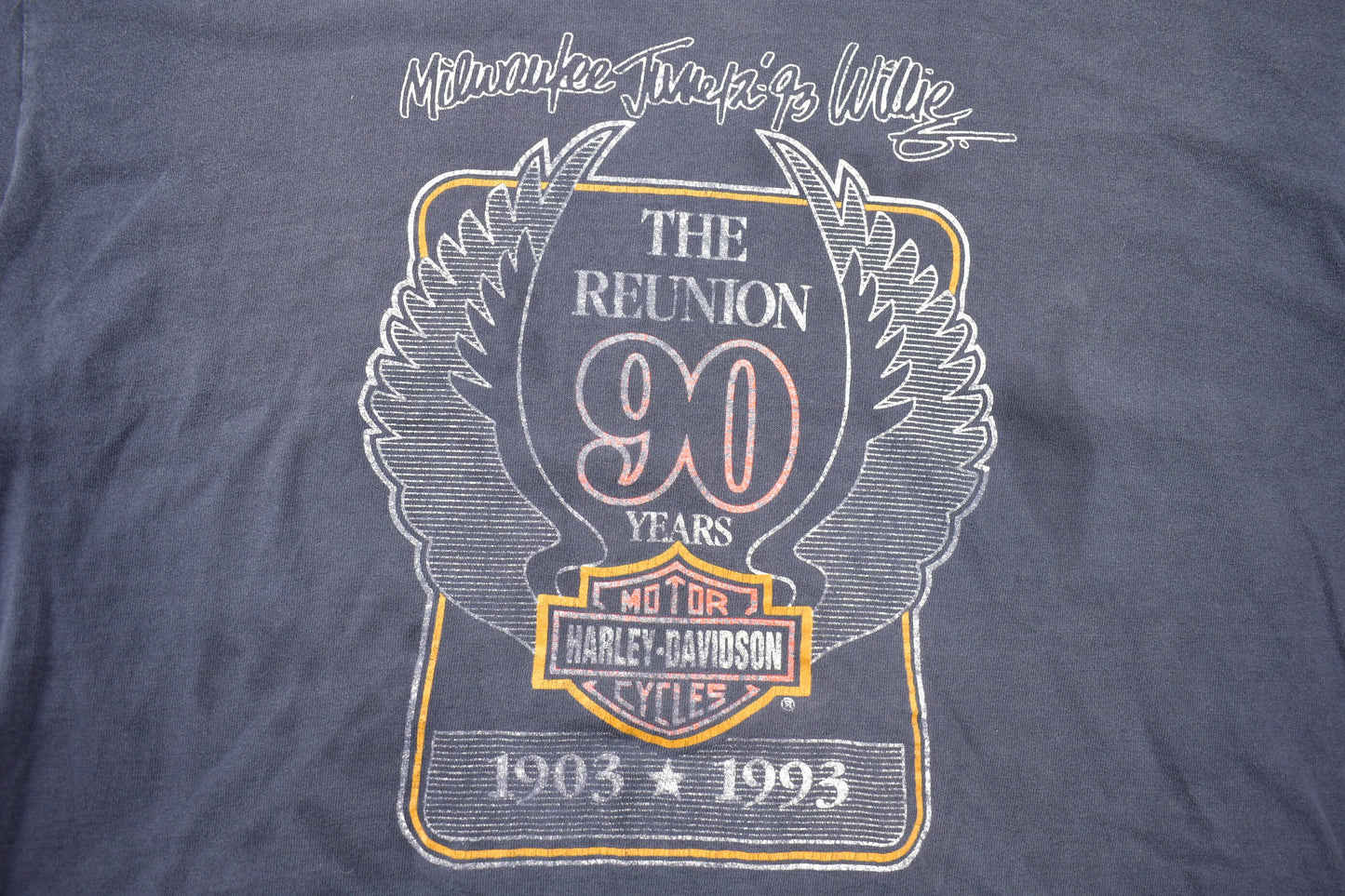 Vintage 1993 The Reunion 90 Years Harley Davidson T-Shirt / Single Stitch / Made In USA / Biker Tee / Souvenir T Shirt