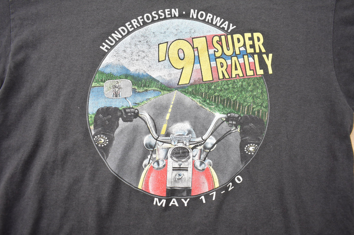 Vintage 1991 Hunderfossen Norway Super Rally Harley Davidson T-Shirt / Single Stitch / Made In USA / Biker Tee / Trucker Tee