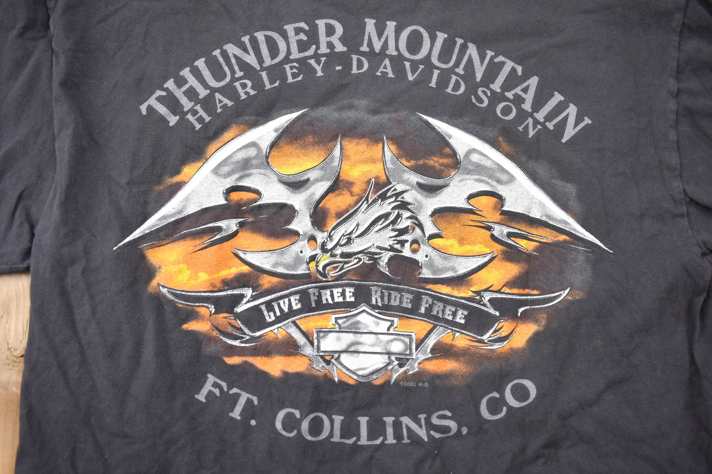 Vintage 2002 Harley Davidson Thunder Mountain Ft Collins Colorado T-Shirt / Made In USA / Biker Tee / Souvenir T Shirt