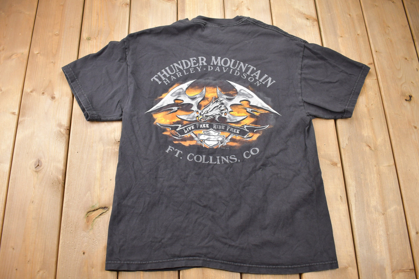 Vintage 2002 Harley Davidson Thunder Mountain Ft Collins Colorado T-Shirt / Made In USA / Biker Tee / Souvenir T Shirt