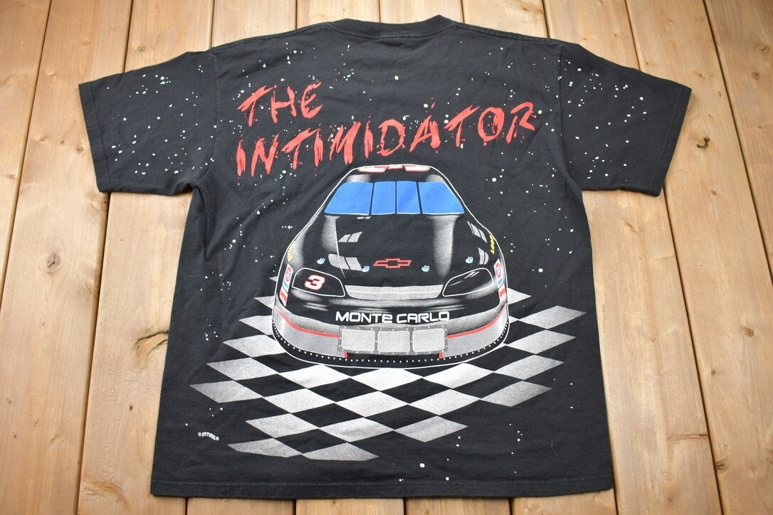 Vintage 1990s Dale Earnhardt The Intimidator All Over Print NASCAR T-Shirt / NASCAR Racing / 90s Streetwear / Nutmeg Racewear / Heavy Weight