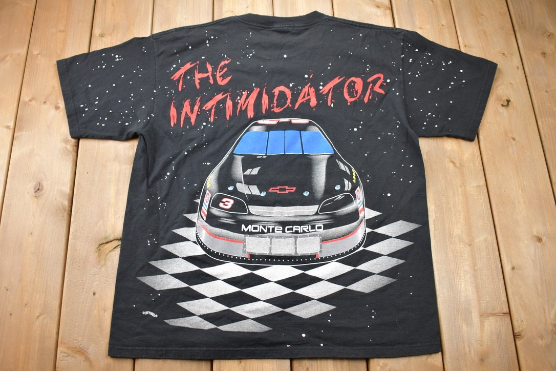 Vintage 1990s Dale Earnhardt The Intimidator All Over Print NASCAR T-Shirt