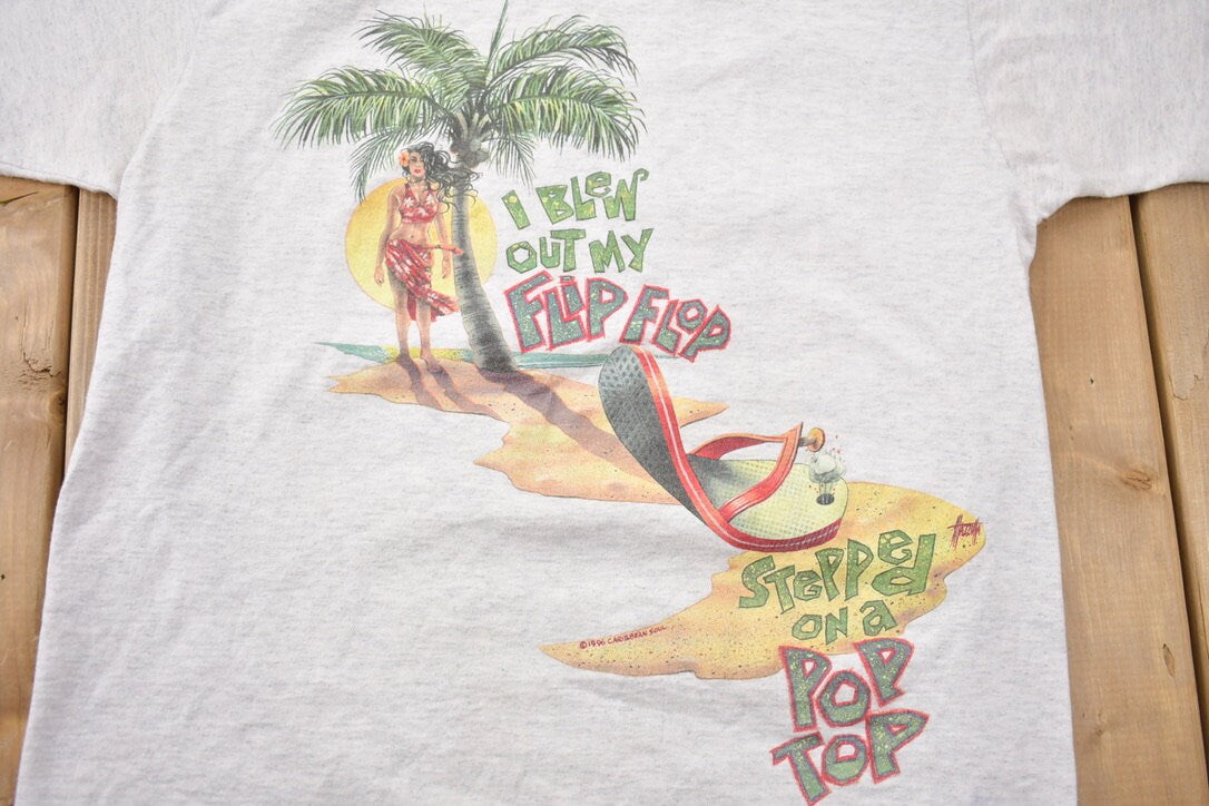 Vintage 1996 Jimmy Buffets Wastin Away Again T-Shirt / 90s / Streetwear / Tropics Shirt / Vacation Tee / Travel & Tourism / Parrot