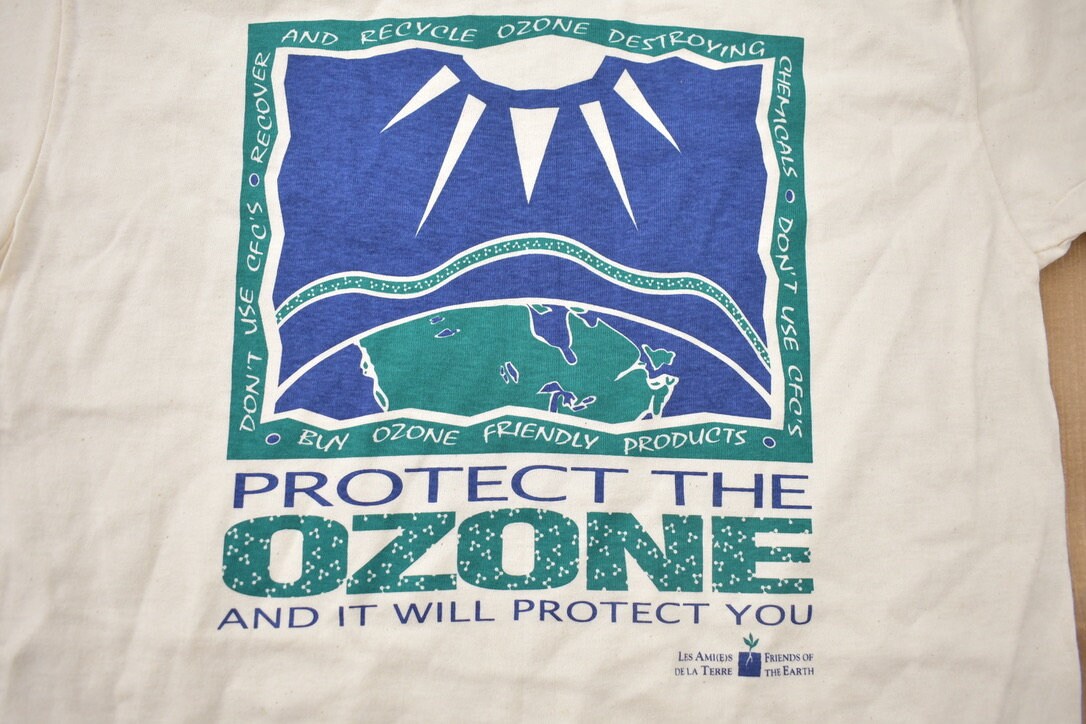 Vintage 1990s Protect The Ozone Graphic T-Shirt / Climate Change / Retro Style / Single Stitch / Activist / 90s Graphic Tee