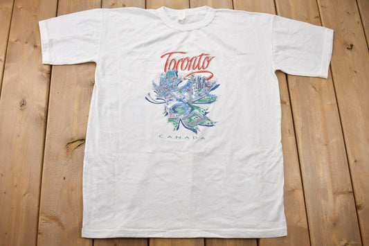 Vintage 1999 Toronto Canada Leaf Map Souvenir T Shirt / Streetwear / Rare Vintage / Vacation Tee / Travel T Shirt