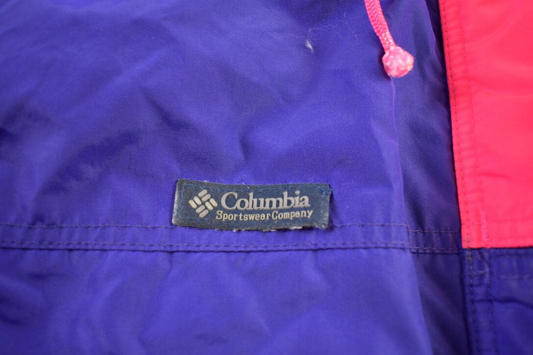 Vintage 1990s Columbia Sportswear Full Zip Color Block Winter Jacket / Shell Jacket / Streetwear / Athleisure