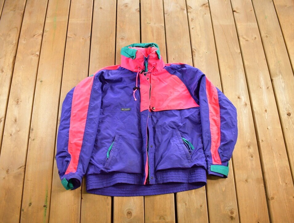 Vintage 1990s Columbia Sportswear Full Zip Color Block Winter Jacket / Shell Jacket / Streetwear / Athleisure