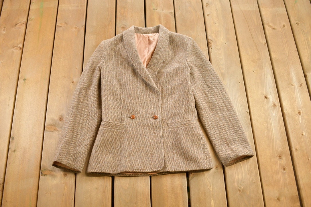 Vintage 1980s Bagatelle Wool Blazer Jacket / Tweed Jacket  / Vintage 80s Jacket / Outdoor / Winter / Cozy Coat