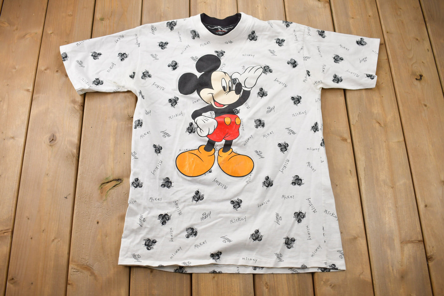 Vintage 1990s Disney Originals Mickey Mouse All Over Print T-Shirt / Single Stitch / Vintage Mickey Mouse / Made In USA / 90s Disney Tee