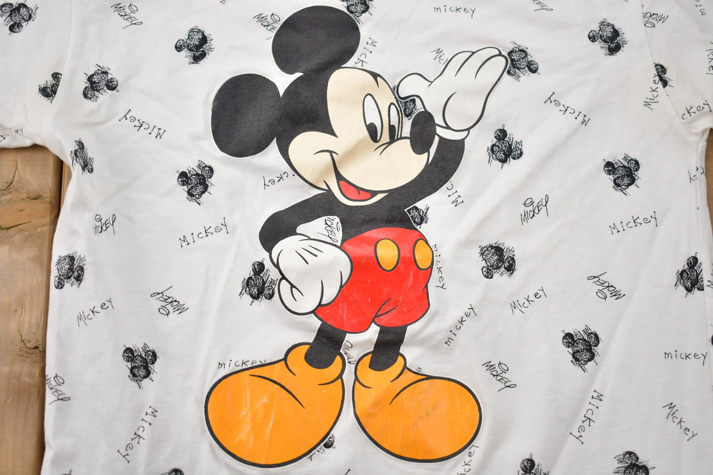 Vintage 1990s Disney Originals Mickey Mouse All Over Print T-Shirt / Single Stitch / Vintage Mickey Mouse / Made In USA / 90s Disney Tee