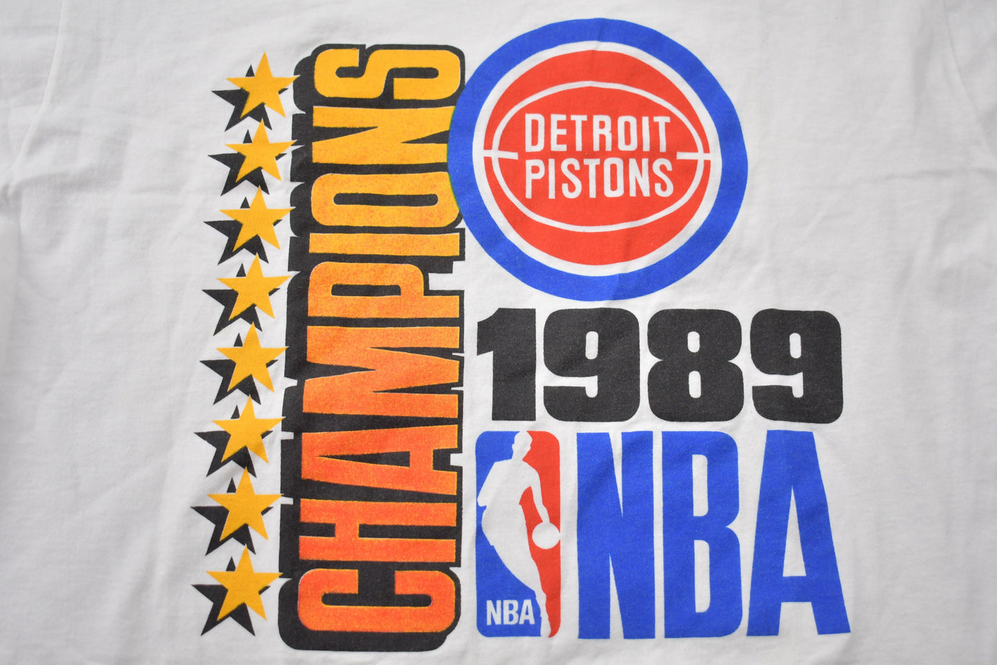 Vintage 1989 Detroit Pistons NBA World Champions Graphic T-Shirt / Made In USA / Single Stitch / NBA Basketball / Motor City Bad Boys