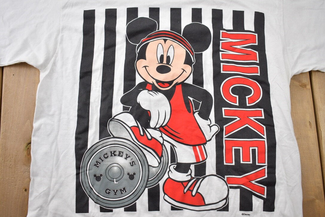 Vintage 1990s Deadstock Mickey Unlimted Mickey Mouse Gym Graphic T-Shirt / 90s Graphic Tee / Single Stitch / Made In USA / 90s Disney Tee