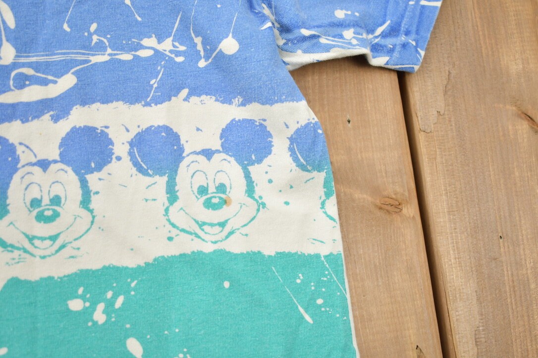 Vintage 1990s Mickey Mouse All Over Print T-Shirt / Single Stitch / Vintage Mickey Mouse / Made In USA / 90s Disney Tee