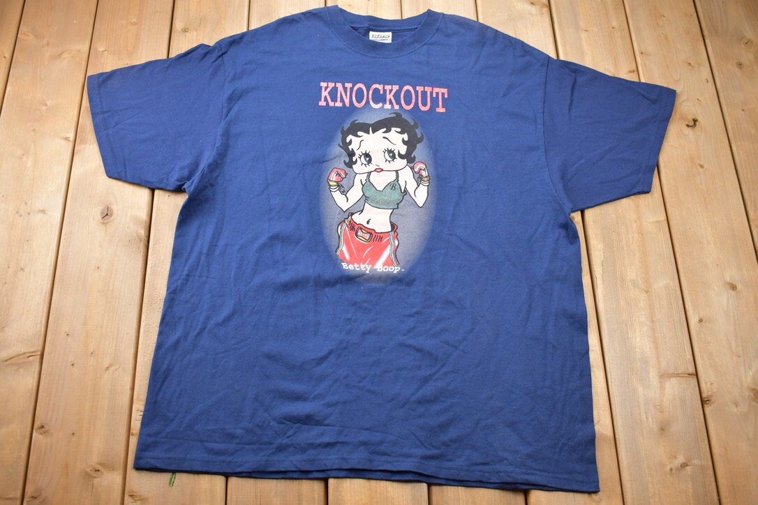 Vintage 1990s Betty Boop Knockout Boxing Cartoon T-Shirt / 90s Graphic Tee / Betty Boop