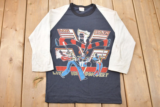 Vintage 1980s Van Halen Live in Concert Graphic Band T-Shirt / Single Stitch / Music Promo Print / Made in Canada / Streetwear Fashion /