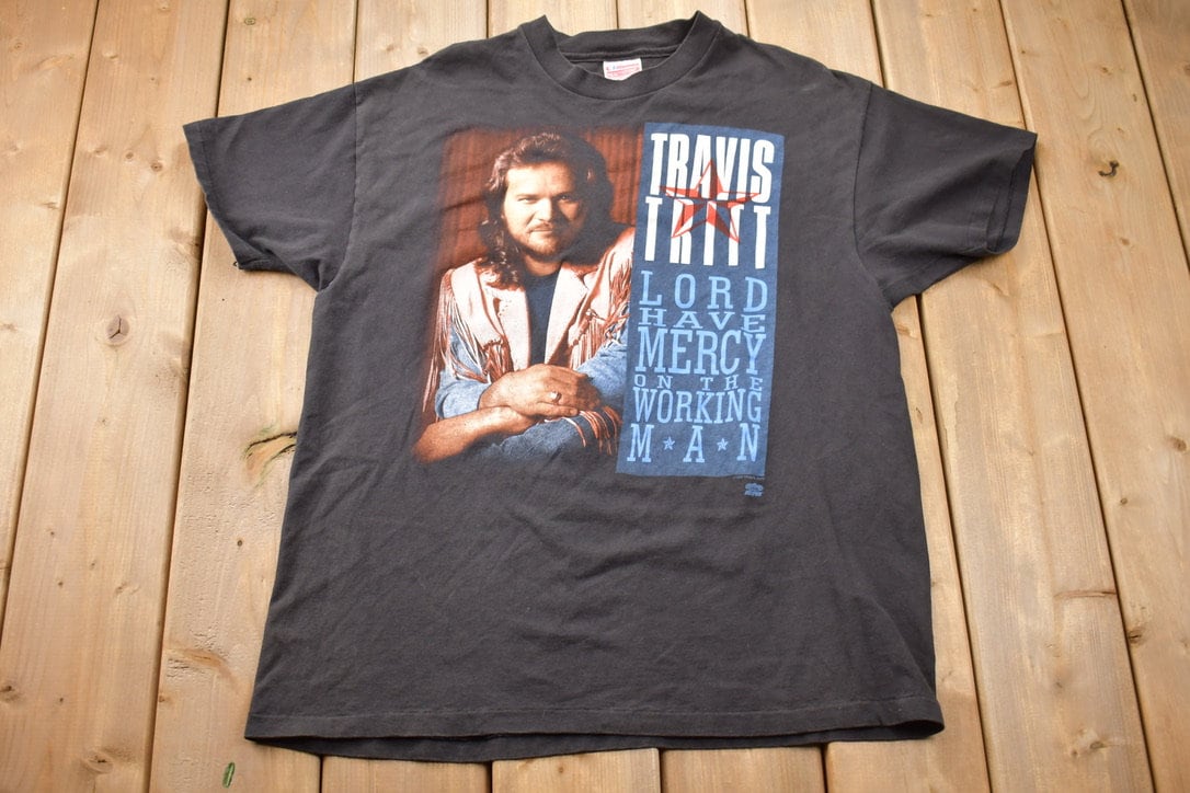 Vintage 1993 Travis Tritt Lord Have Mercy Rock Tour Graphic Country Music T-Shirt / Tour & Concert Graphic / 90s / Single Stitch / Hanes