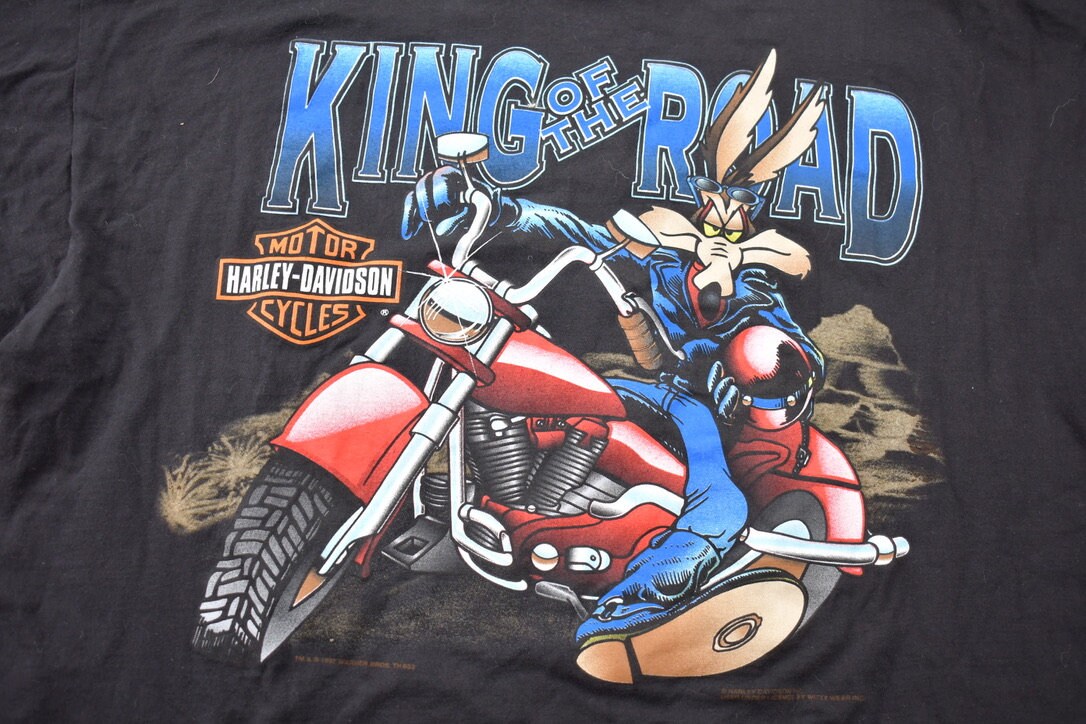 Vintage 1997 Harley Davidson Wile E Coyote King of the Road T-Shirt / Made In USA / Biker Tee / Novel Teez / Vintage Harley Davidson