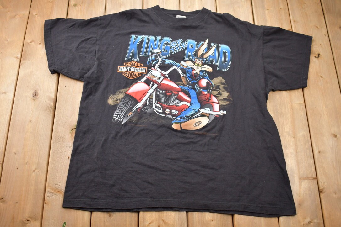 Vintage 1997 Harley Davidson Wile E Coyote King of the Road T-Shirt / Made In USA / Biker Tee / Novel Teez / Vintage Harley Davidson