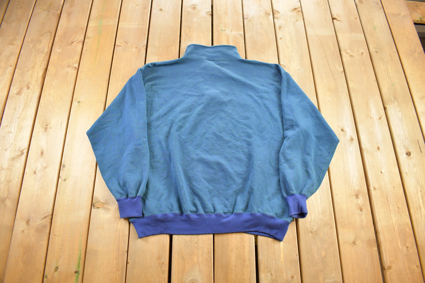 Vintage 1990s Duofold Quarter Zip Sweatshirt / 90s Crewneck / Made In USA / Essential / Streetwear / 90s Blank