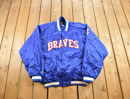 Vintage 1990s Cooperstown Majestic Altlanta Braves Bomber Jacket / Snap Button / Streetwear / Souvenir Jacket / Streetwear