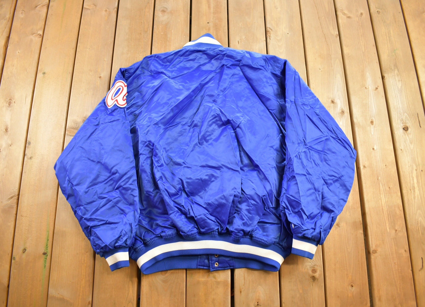 Vintage 1990s Cooperstown Majestic Altlanta Braves Bomber Jacket / Snap Button / Streetwear / Souvenir Jacket / Streetwear