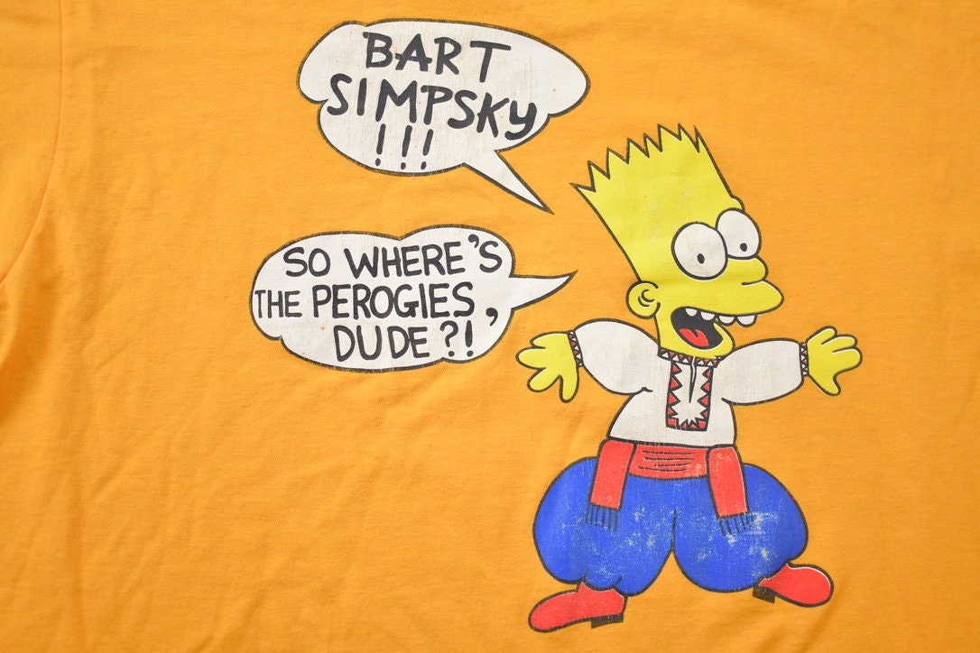 Vintage 1990s Bart Simpson Simpsky Perogies Graphic T-Shirt / The Simpsons / Streetwear / TV Show Promo / Made In USA / Single Stitch