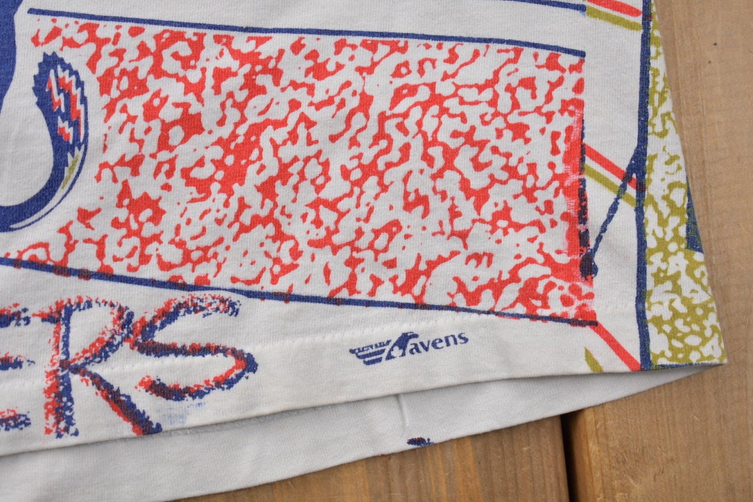 Vintage 1990s Florida Panthers All Over Print NHL Graphic Kids T-Shirt Made In Canada